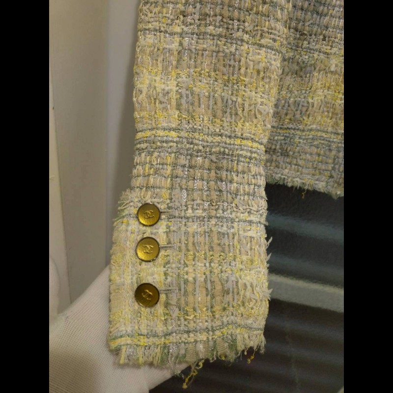 Chanel 黃藍綠毛呢格外套（附領帶）-28