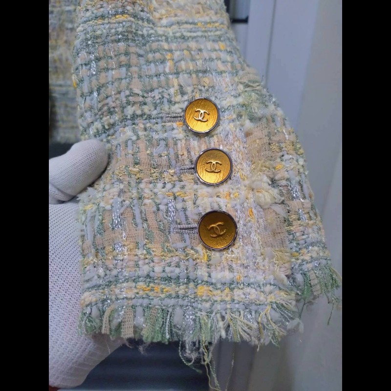Chanel 黃藍綠毛呢格外套（附領帶）-29