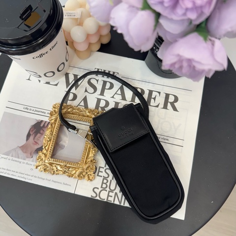 Gucci 中古黑色尼龍多功能鑰匙包