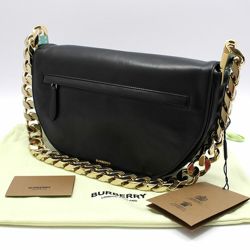 【包稅】BURBERRY 黑色奧林匹亞中型鏈條單肩包 8036829-1
