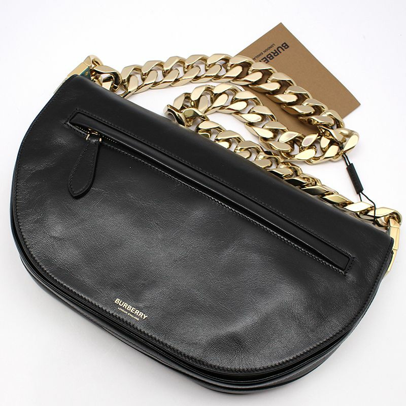 【包稅】BURBERRY 黑色奧林匹亞中型鏈條單肩包 8036829-2