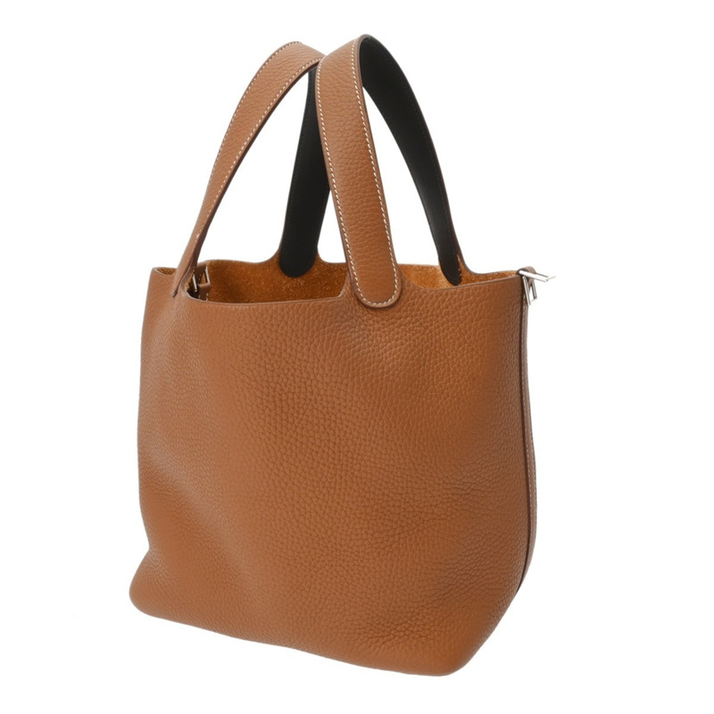 愛馬仕 Picotin Lock MM Eclat 金色 Ebene Z 印記（約 2021 年）女士 Taurillon Clemence 手提包，近全新，二手，Ginzo-2