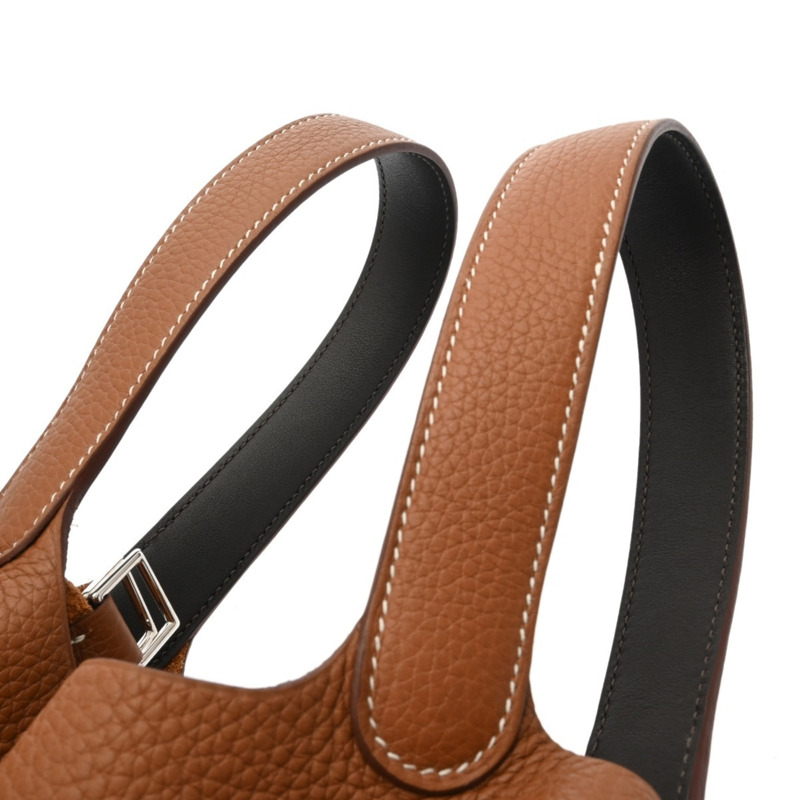 愛馬仕 Picotin Lock MM Eclat 金色 Ebene Z 印記（約 2021 年）女士 Taurillon Clemence 手提包，近全新，二手，Ginzo-4