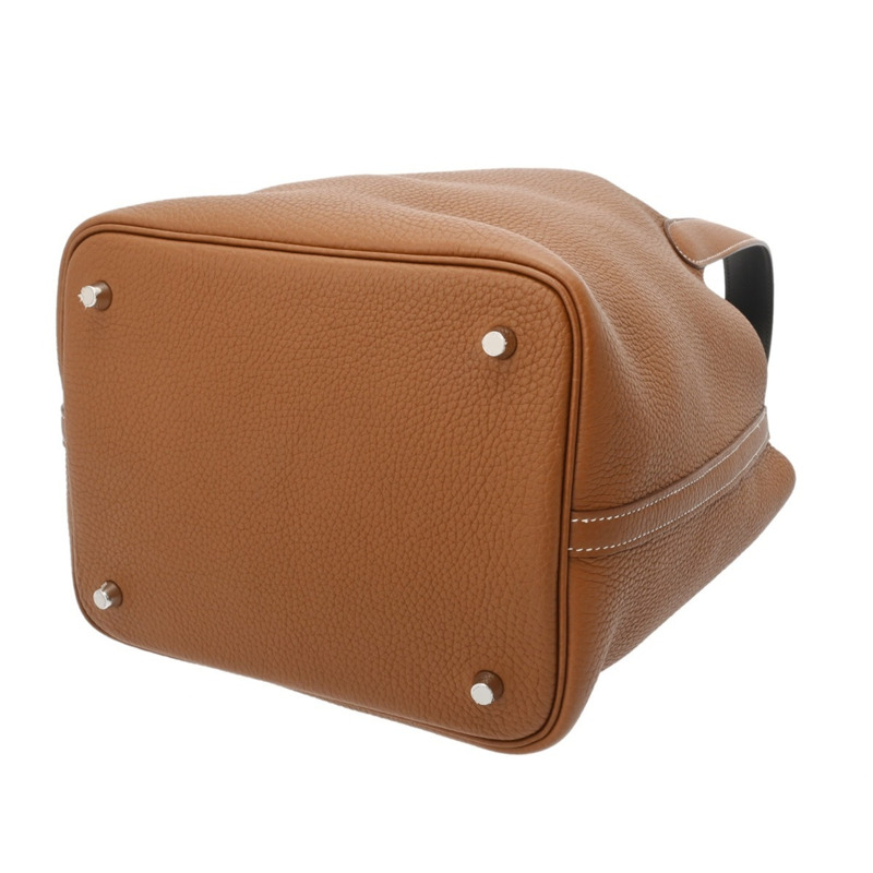 愛馬仕 Picotin Lock MM Eclat 金色 Ebene Z 印記（約 2021 年）女士 Taurillon Clemence 手提包，近全新，二手，Ginzo-5