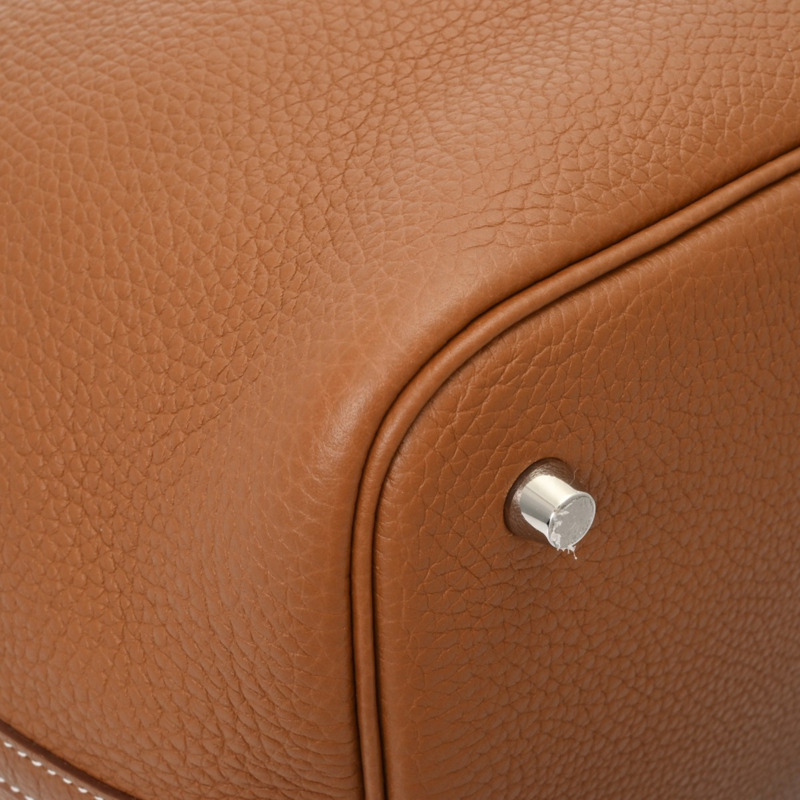 愛馬仕 Picotin Lock MM Eclat 金色 Ebene Z 印記（約 2021 年）女士 Taurillon Clemence 手提包，近全新，二手，Ginzo-6