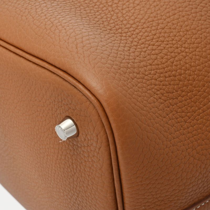 愛馬仕 Picotin Lock MM Eclat 金色 Ebene Z 印記（約 2021 年）女士 Taurillon Clemence 手提包，近全新，二手，Ginzo-7