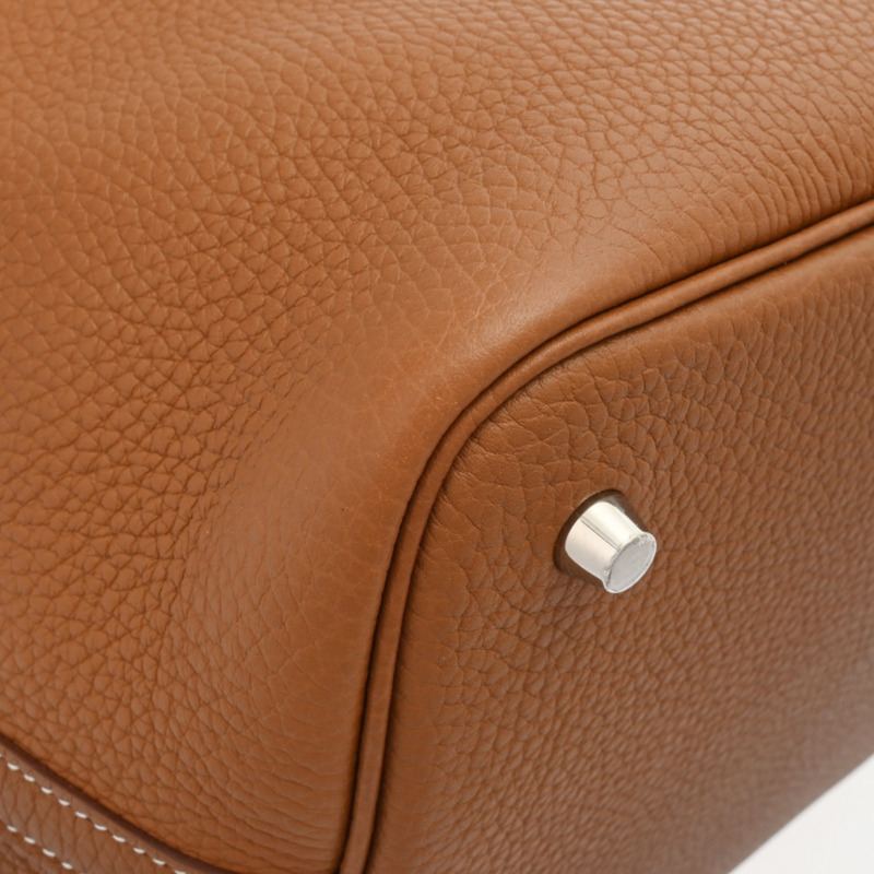 愛馬仕 Picotin Lock MM Eclat 金色 Ebene Z 印記（約 2021 年）女士 Taurillon Clemence 手提包，近全新，二手，Ginzo-8