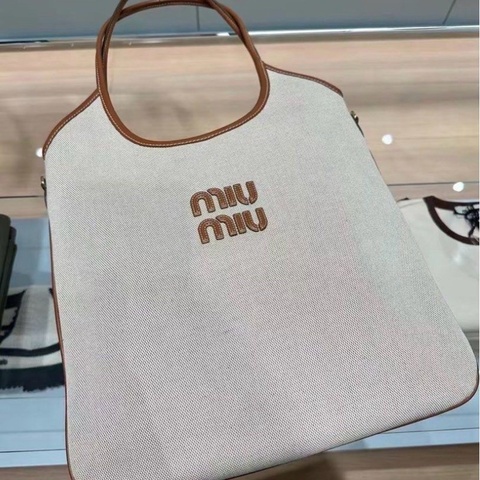 促銷品 2026 春夏貨 Miu Miu Ivy 帆布手提單肩包