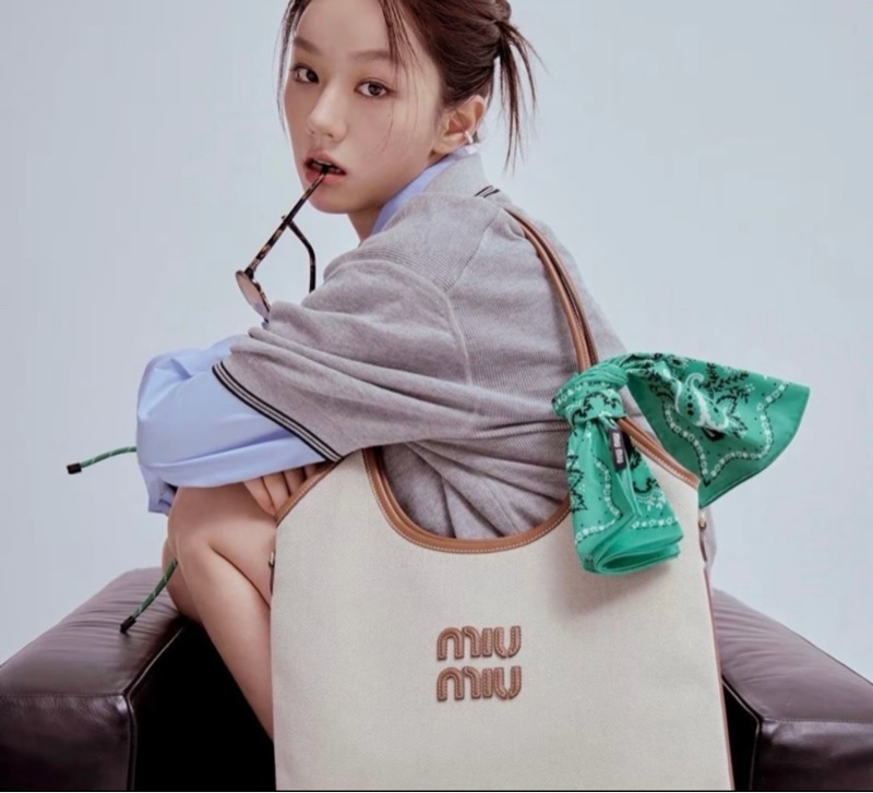 促銷品 2026 春夏貨 Miu Miu Ivy 帆布手提單肩包-2