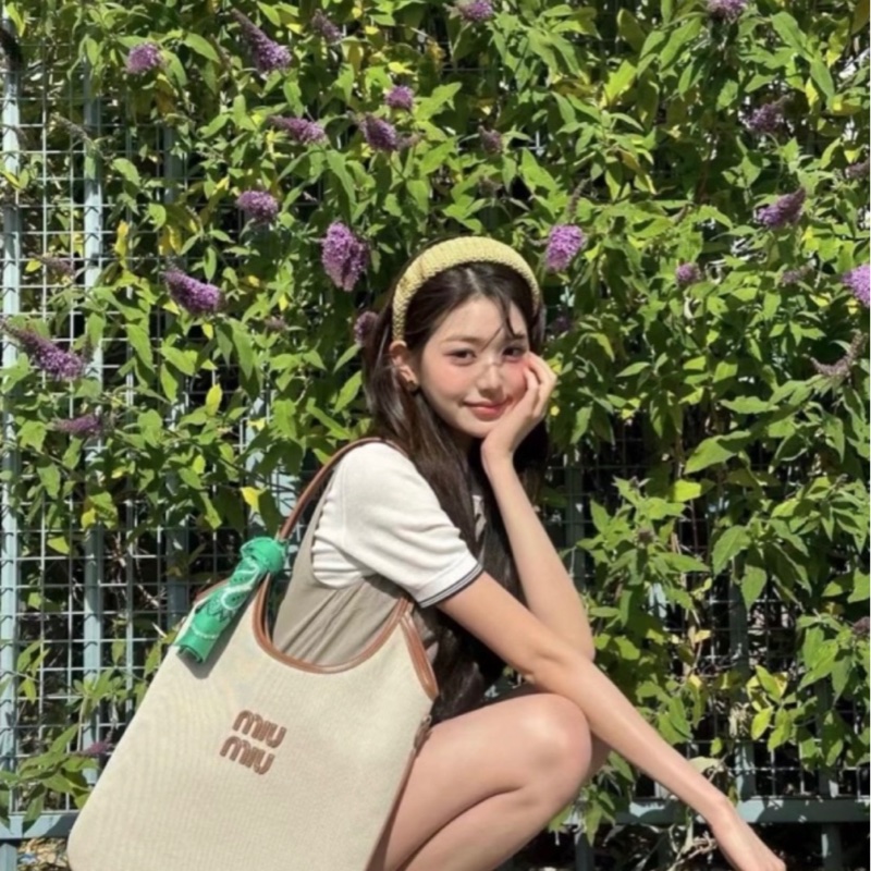 促銷品 2026 春夏貨 Miu Miu Ivy 帆布手提單肩包-4