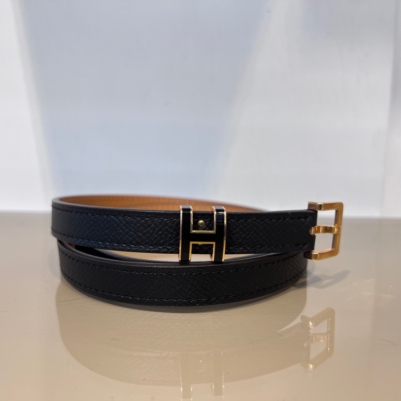 Hermes 黑Epsom皮 Pop H15黑釦皮帶H081087CD89070-0