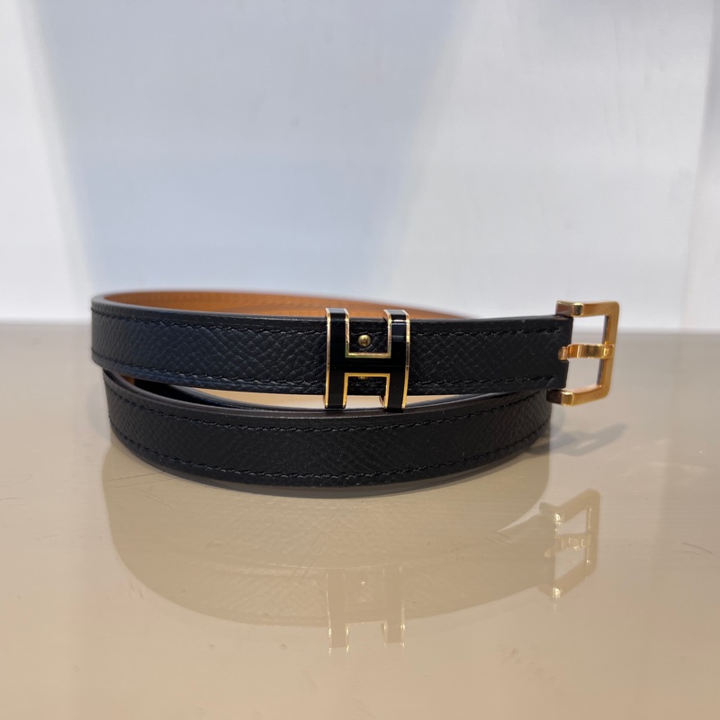 Hermes 黑Epsom皮 Pop H15黑釦皮帶H081087CD89070-1