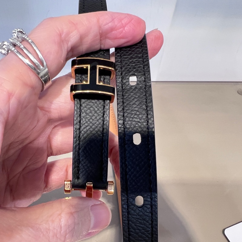 Hermes 黑Epsom皮 Pop H15黑釦皮帶H081087CD89070-3