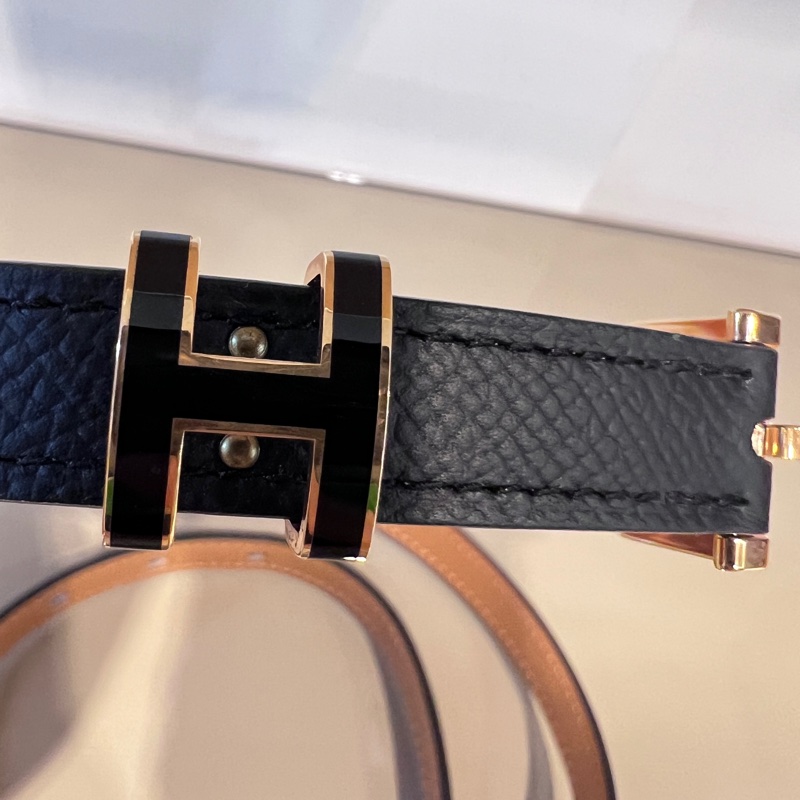 Hermes 黑Epsom皮 Pop H15黑釦皮帶H081087CD89070-6