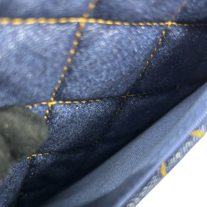 藍色 荔枝紋 牛仔布 Back pack 2way 後背包 金扣 【CHANEL 香奈兒】 AS4031-7