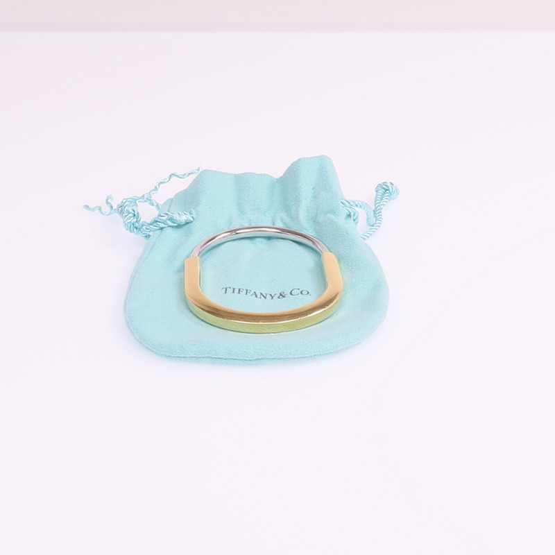 TIFFANY＆CO 18K黃金/白金Lock Bangle手鐲-10
