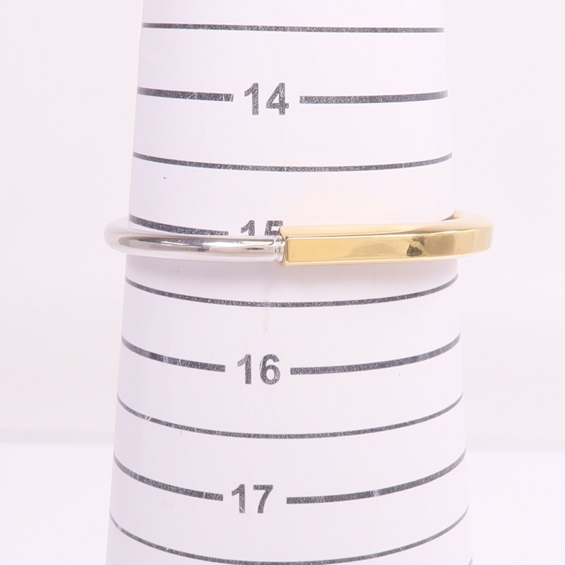 TIFFANY＆CO 18K黃金/白金Lock Bangle手鐲-11