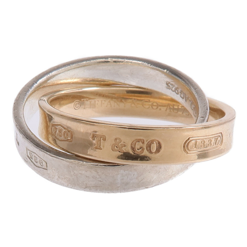 TIFFANY＆CO 18K玫瑰金/925純銀1837 Interlocking Circles Ring戒指US#4.75-0