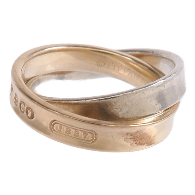 TIFFANY＆CO 18K玫瑰金/925純銀1837 Interlocking Circles Ring戒指US#4.75-1