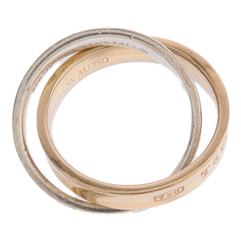 TIFFANY＆CO 18K玫瑰金/925純銀1837 Interlocking Circles Ring戒指US#4.75-4