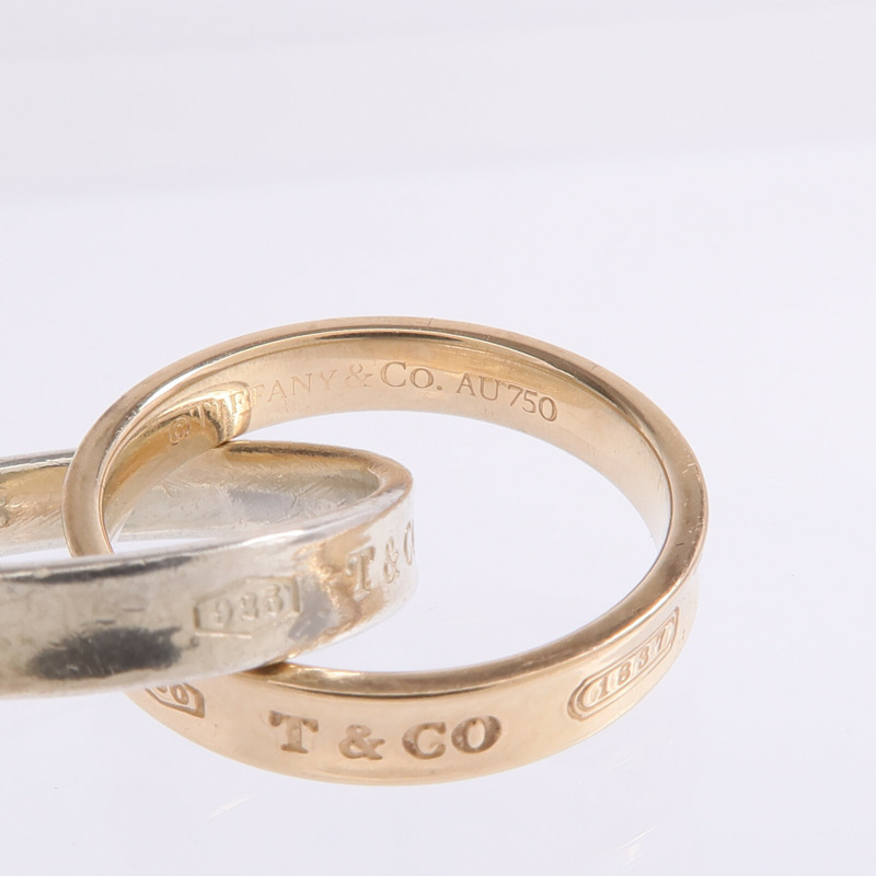 TIFFANY＆CO 18K玫瑰金/925純銀1837 Interlocking Circles Ring戒指US#4.75-5