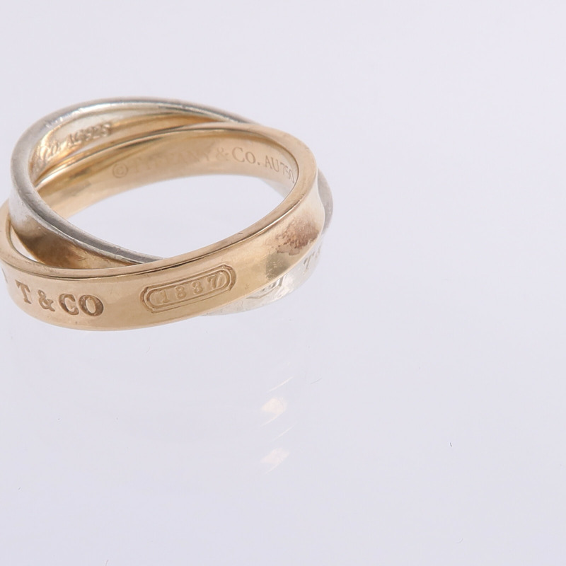 TIFFANY＆CO 18K玫瑰金/925純銀1837 Interlocking Circles Ring戒指US#4.75-7