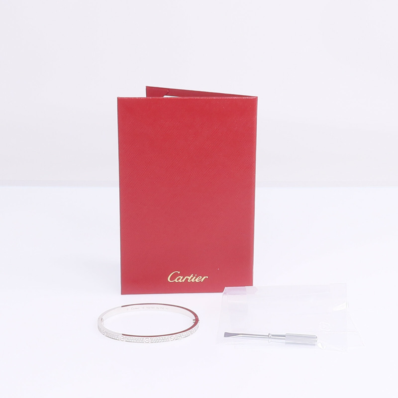 CARTIER 18K白金Love Bracelet Small Model Full Diamonds鑽石手鐲Cartier#16-7