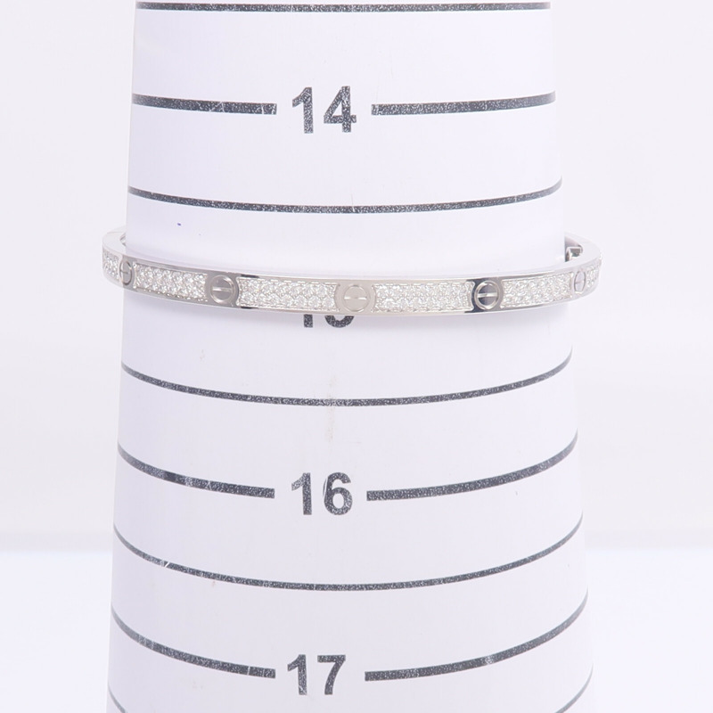 CARTIER 18K白金Love Bracelet Small Model Full Diamonds鑽石手鐲Cartier#16-8