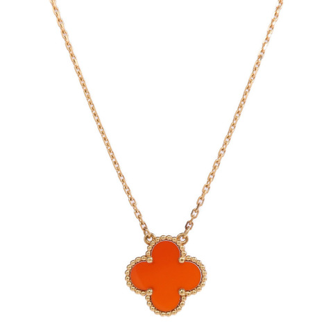 Van Cleef & Arpels 18K黃金/紅玉髓Vintage Alhambra Pendant項鍊