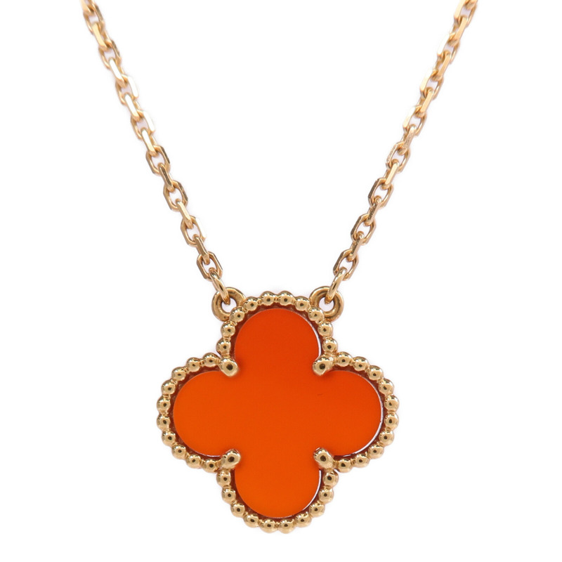 Van Cleef & Arpels 18K黃金/紅玉髓Vintage Alhambra Pendant項鍊-2