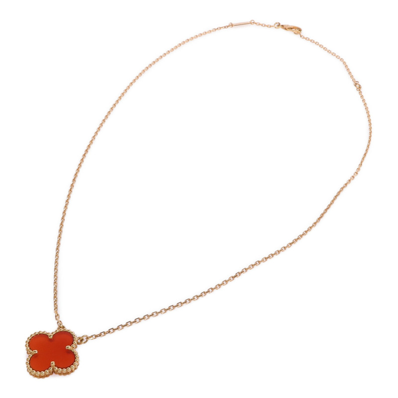 Van Cleef & Arpels 18K黃金/紅玉髓Vintage Alhambra Pendant項鍊-3
