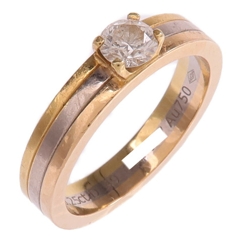 CARTIER 18K黃金/白金/玫瑰金Trinity Solitaire鑽石戒指Cartier#49/US#5