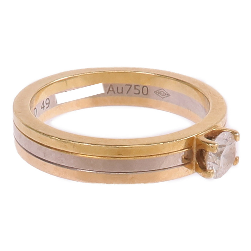 CARTIER 18K黃金/白金/玫瑰金Trinity Solitaire鑽石戒指Cartier#49/US#5-3