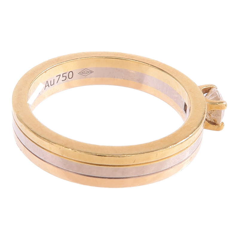 CARTIER 18K黃金/白金/玫瑰金Trinity Solitaire鑽石戒指Cartier#49/US#5-5