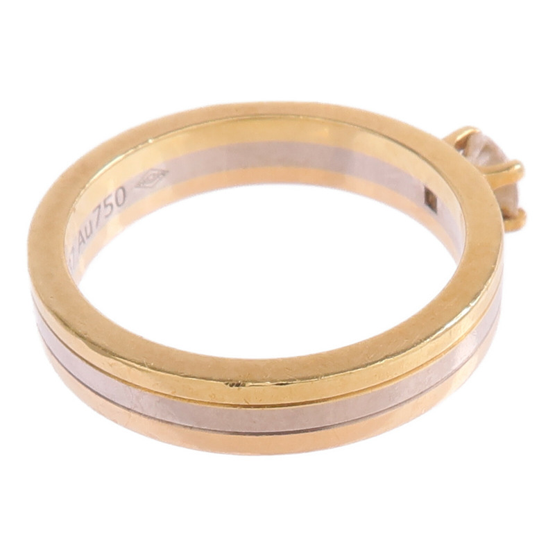 CARTIER 18K黃金/白金/玫瑰金Trinity Solitaire鑽石戒指Cartier#49/US#5-6