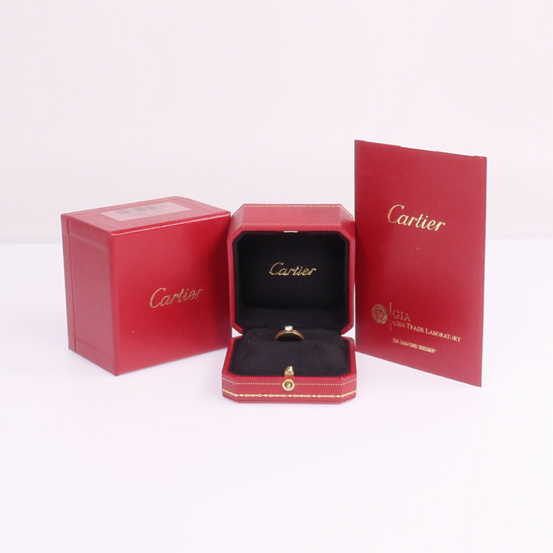 CARTIER 18K黃金/白金/玫瑰金Trinity Solitaire鑽石戒指Cartier#49/US#5-10