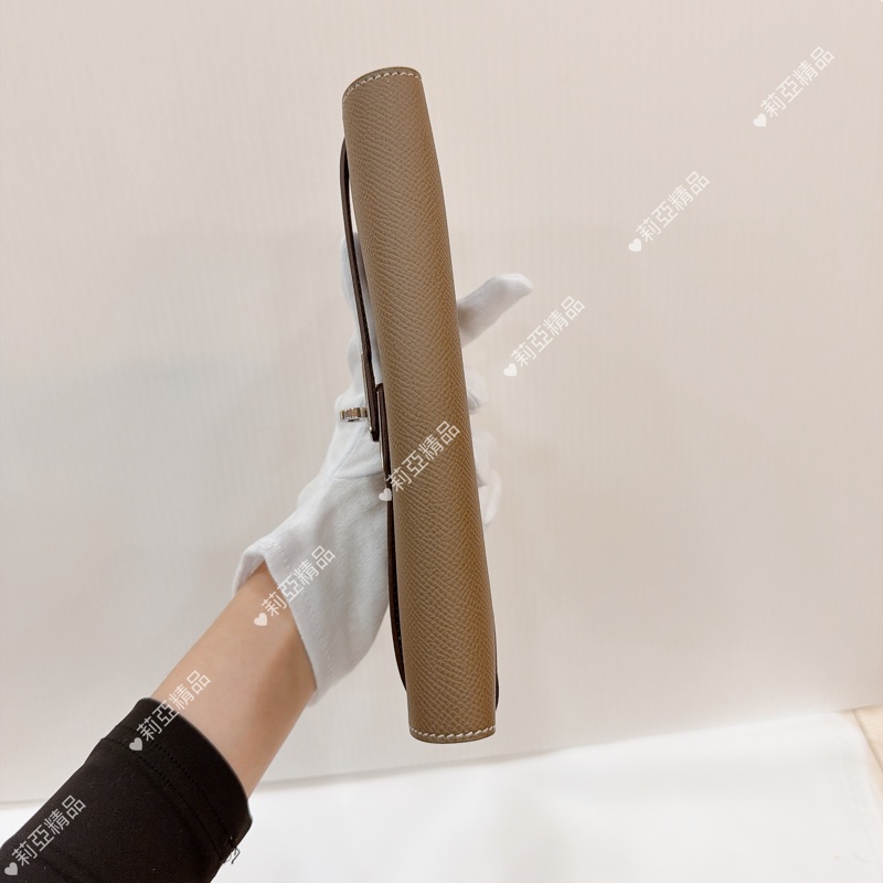 莉亞精品♡ Hermes Kelly 大象灰長夾 D刻 未使用閒置品-3