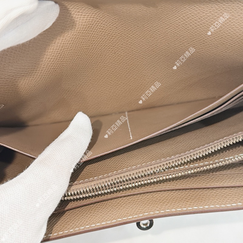 莉亞精品♡ Hermes Kelly 大象灰長夾 D刻 未使用閒置品-17