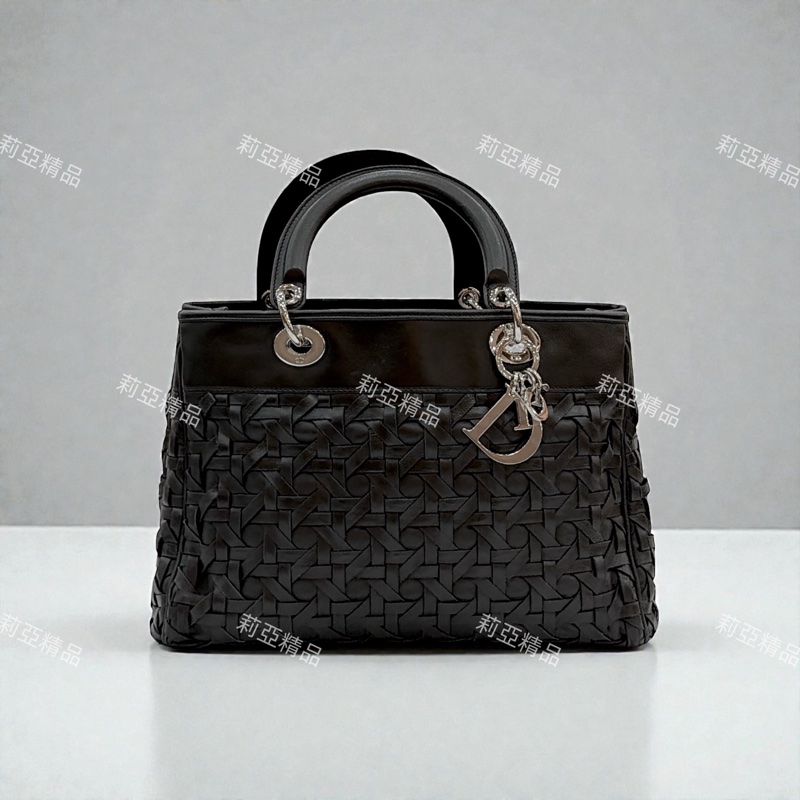 莉亞精品♡ Dior 限量皮編ladydior 手提包 二手美包-0