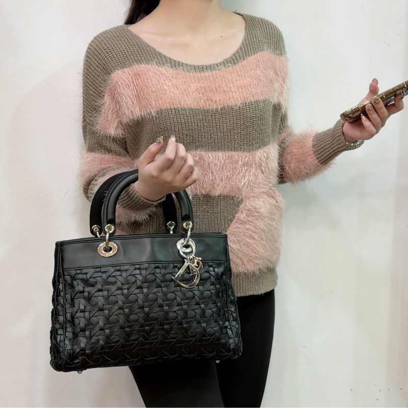莉亞精品♡ Dior 限量皮編ladydior 手提包 二手美包-1