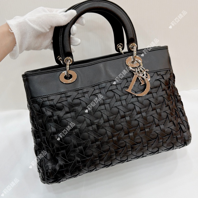 莉亞精品♡ Dior 限量皮編ladydior 手提包 二手美包-2