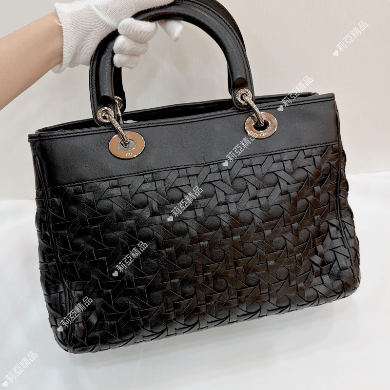 莉亞精品♡ Dior 限量皮編ladydior 手提包 二手美包-3