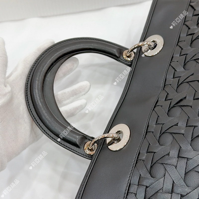 莉亞精品♡ Dior 限量皮編ladydior 手提包 二手美包-11