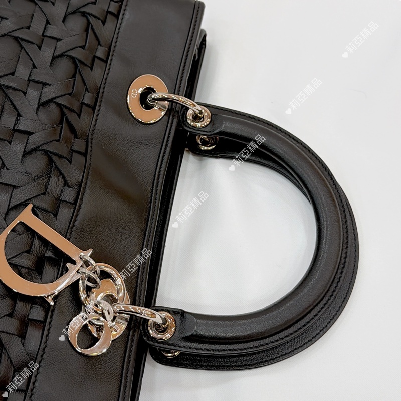 莉亞精品♡ Dior 限量皮編ladydior 手提包 二手美包-12