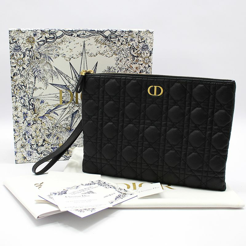 【包稅】DIOR 黑色藤格紋 Caro 大號日常手拿包-1