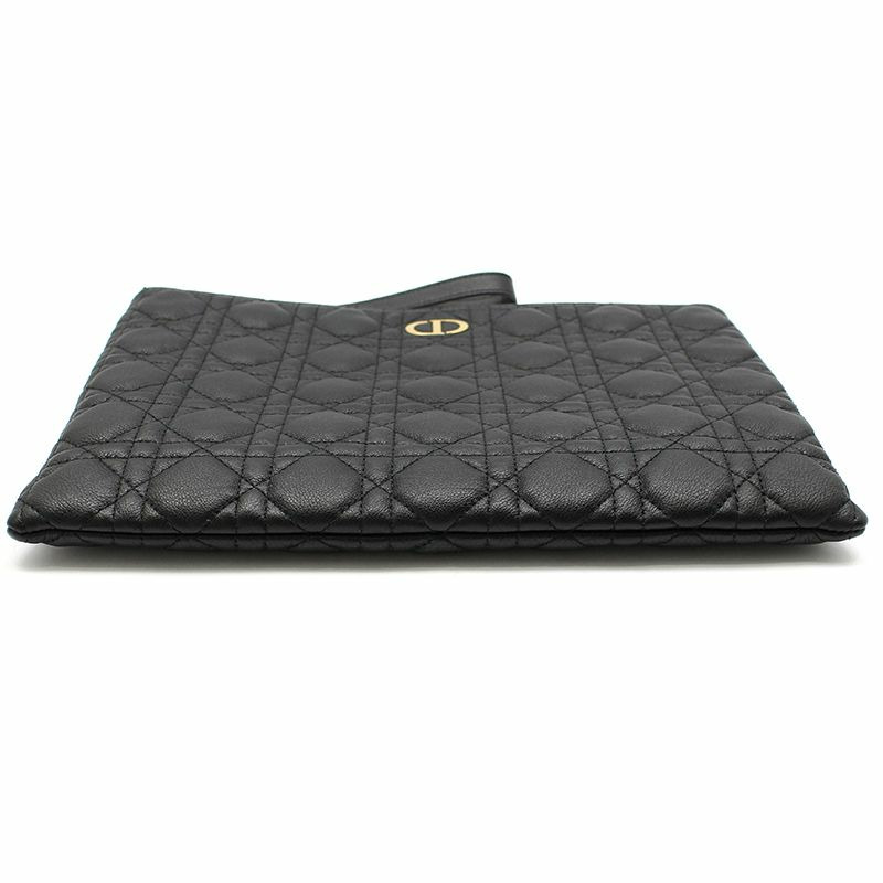 【包稅】DIOR 黑色藤格紋 Caro 大號日常手拿包-4