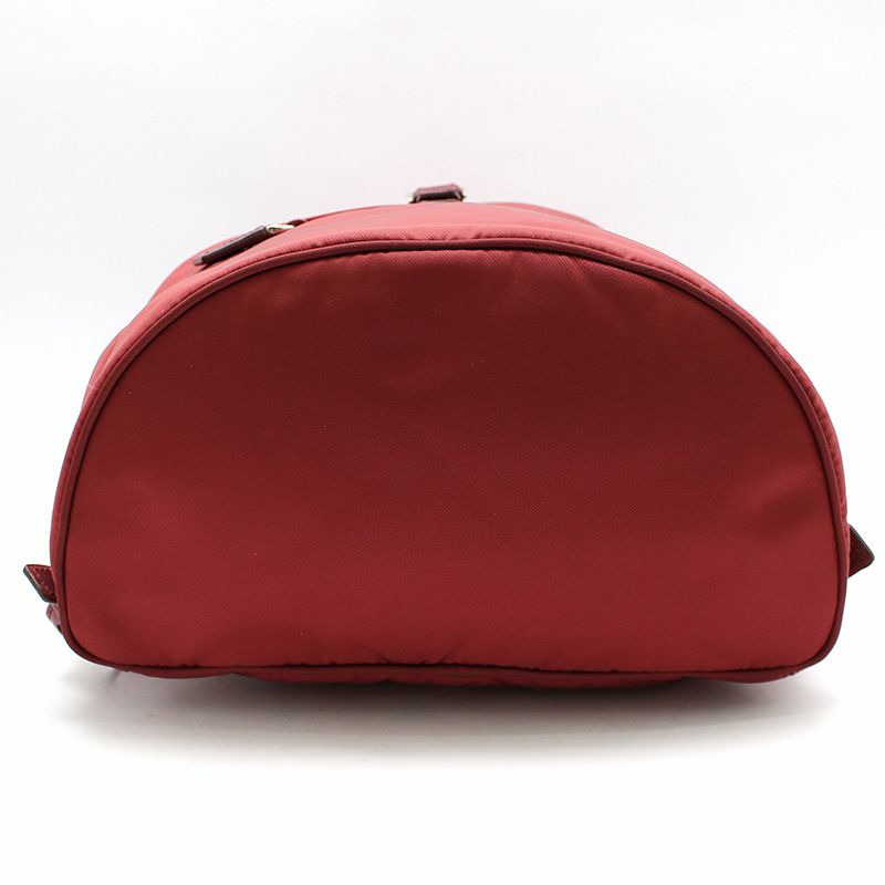 【包稅】PRADA 紅色布料 Pocono 尼龍銀色三角形標誌背包-4