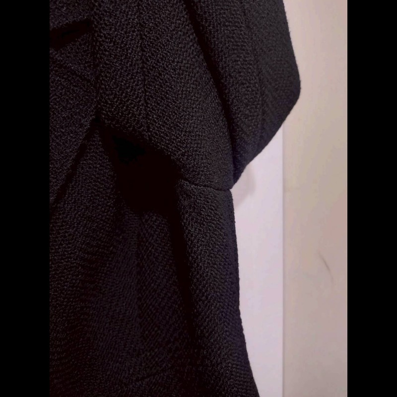 Chanel 霧銀釦黑羊毛料外套-8