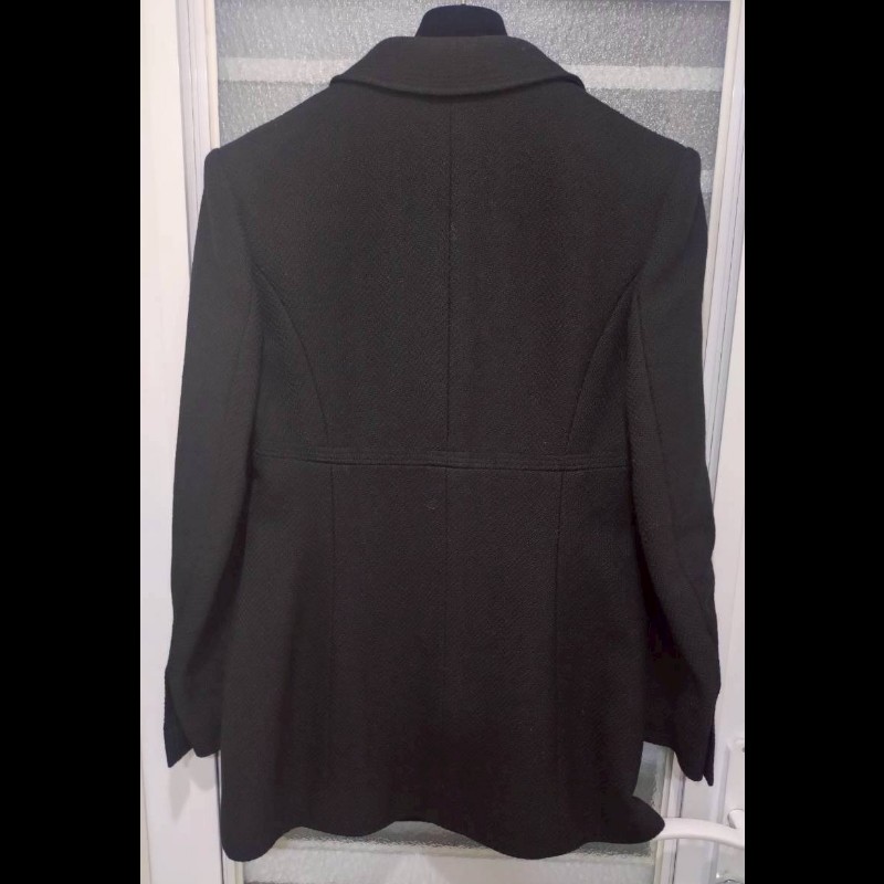 Chanel 霧銀釦黑羊毛料外套-19