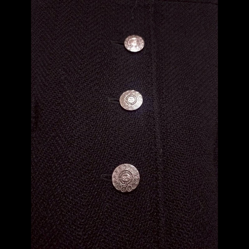 Chanel 霧銀釦黑羊毛料外套-24